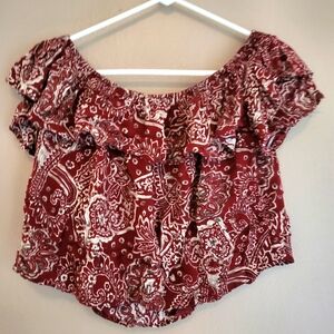 Blush medium red bandana crop top